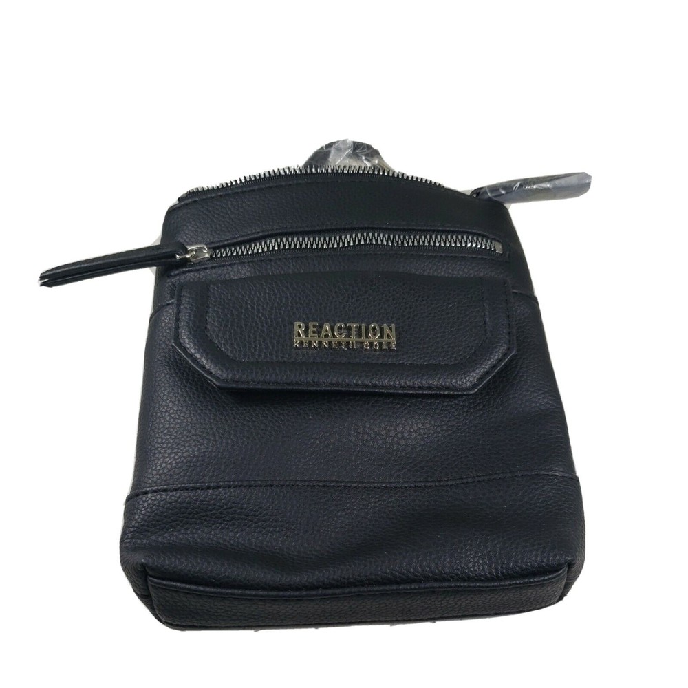 Kenneth Cole Gabriella Mini Crossbody  8” X 7” Zipper Top Pouch Snap Pouch Black